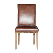 Luxury Brass Neiled Antique Vintage PU Leather High Back Seat Dining Banquet Chairs for Hotel